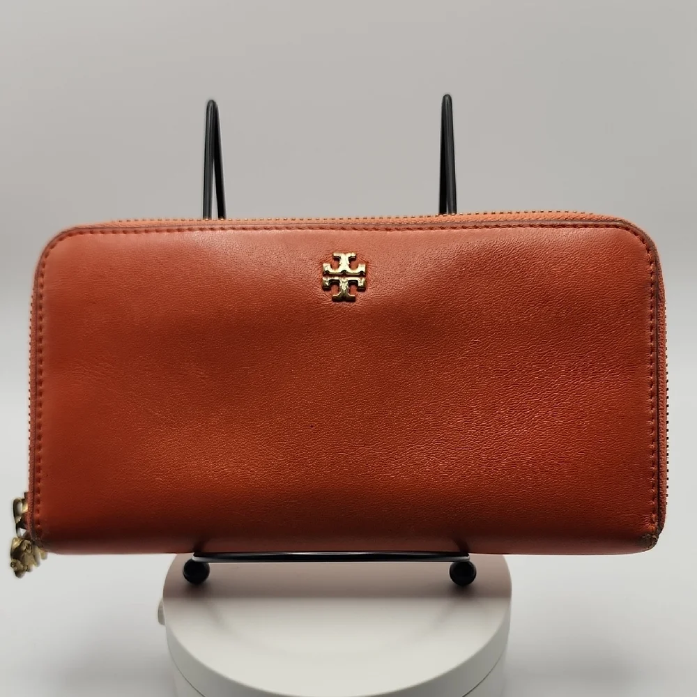 Tory Burch Burnt‎ Orange Leather Wallet With COA
